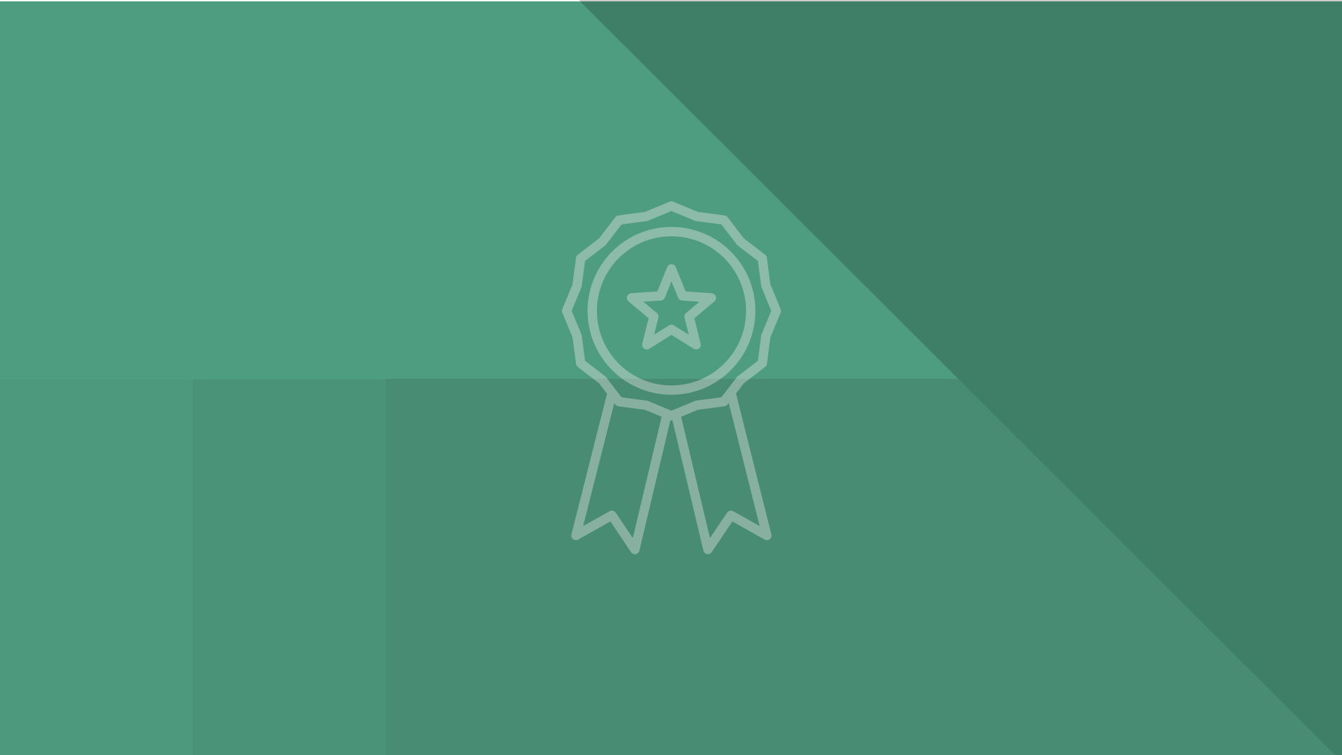 Award ribbon icon with a teal geometric background