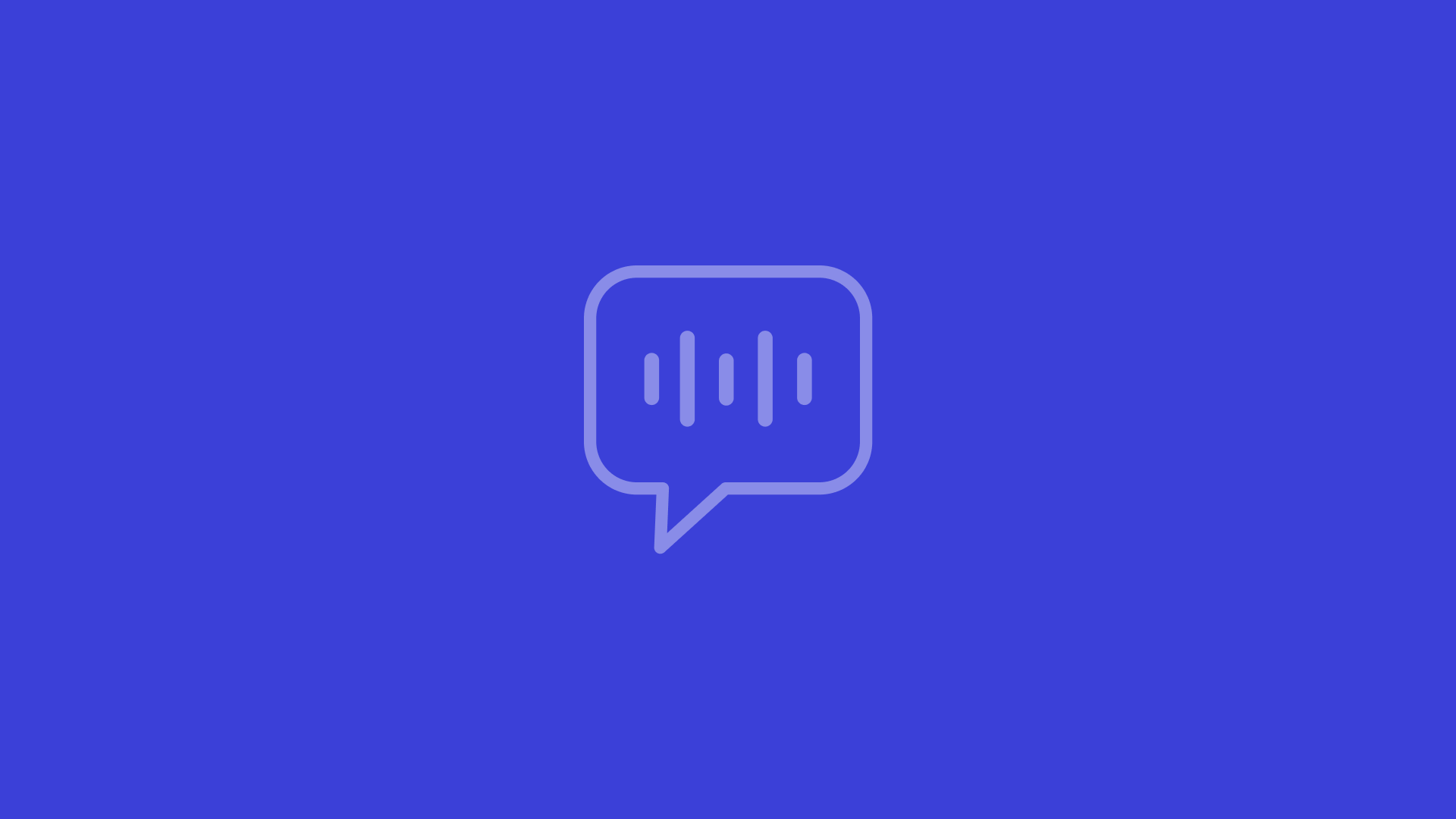 Chat bubble icon with a dark blue geometric background
