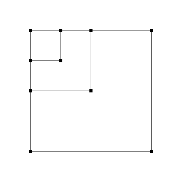 Abstract square shape built from line and dot elements